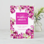 Donkerroze lijst waterverf bruiloft kaart (Staand voorkant)