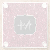 Donkerroze magenta faux sparkles Monogram Glazen Onderzetter (Achterkant)