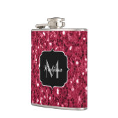 Donkerroze magenta faux sparkles Monogram Heupfles (Links)