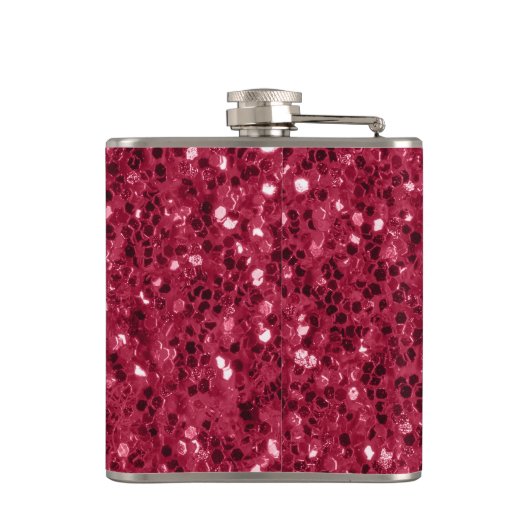 Donkerroze magenta faux sparkles Monogram Heupfles (Achterkant)