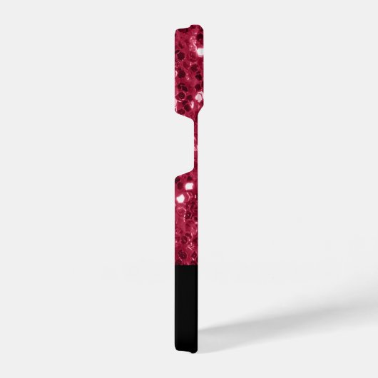 Donkerroze magenta faux sparkles Monogram iPhone Hoesje (Rechterkant)