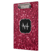 Donkerroze magenta faux sparkles Monogram Klembord (Links)