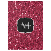 Donkerroze magenta faux sparkles Monogram Klembord (Achterkant)