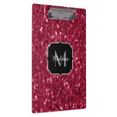 Donkerroze magenta faux sparkles Monogram Klembord (Rechts)