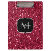 Donkerroze magenta faux sparkles Monogram Klembord (Voorkant)