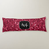 Donkerroze magenta faux sparkles Monogram Lichaamskussen (Achterkant)