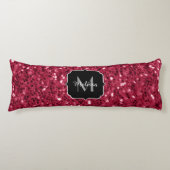 Donkerroze magenta faux sparkles Monogram Lichaamskussen (Voorkant)