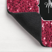 Donkerroze magenta faux sparkles Monogram Muismat (Hoek)