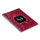 Donkerroze magenta faux sparkles Monogram Notitieboek (Rechterzijde)