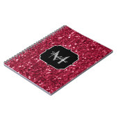 Donkerroze magenta faux sparkles Monogram Notitieboek (Linkerzijde)