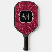 Donkerroze magenta faux sparkles Monogram Pickleball Paddle (Achterkant)