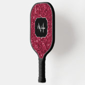 Donkerroze magenta faux sparkles Monogram Pickleball Paddle (Links)