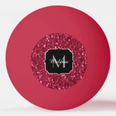 Donkerroze magenta faux sparkles Monogram Pingpongbal (Voorkant)