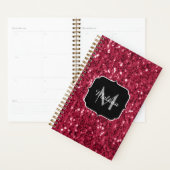 Donkerroze magenta faux sparkles Monogram Planner (Display)