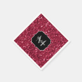 Donkerroze magenta faux sparkles Monogram Servet (Hoek)