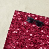 Donkerroze magenta faux sparkles Monogram Strandlaken (In situ)