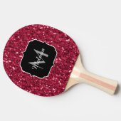 Donkerroze magenta faux sparkles Monogram Tafeltennisbatje (Zijkant)