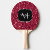 Donkerroze magenta faux sparkles Monogram Tafeltennisbatje (Voorkant)