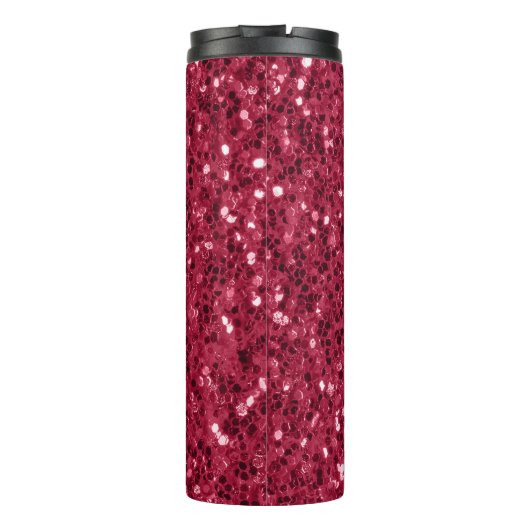 Donkerroze magenta faux sparkles Monogram Thermosbeker (Achterkant)