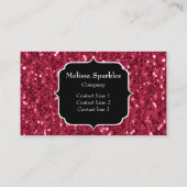 Donkerroze magenta faux sparkles Monogram Visitekaartje (Achterkant)