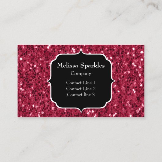 Donkerroze magenta faux sparkles Monogram Visitekaartje (Achterkant)