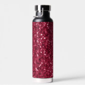 Donkerroze magenta faux sparkles Monogram Waterfles (Rechts)