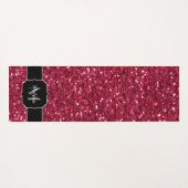 Donkerroze magenta faux sparkles Monogram Yogamat (Achterkant (horizontaal))