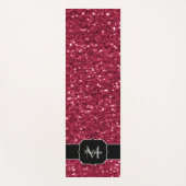 Donkerroze magenta faux sparkles Monogram Yogamat (Voorkant)