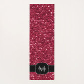Donkerroze magenta faux sparkles Monogram Yogamat (Achterkant)