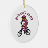 Donkerroze meisjes BMX Keramisch Ornament (Rechts)