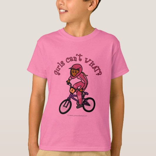 Donkerroze meisjes BMX T-shirt (Voorkant)