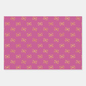 Donkerroze met gouden kleurenpatronen inpakpapier vel (Voorkant 3)