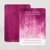 Donkerroze moderne abstracte kunst, sla de datumka save the date (Voorkant / Achterkant)