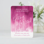 Donkerroze moderne abstracte kunst, sla de datumka save the date (Staand voorkant)