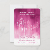 Donkerroze moderne abstracte kunst, sla de datumka save the date (Voorkant)