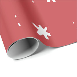 Donkerroze moderne rode en witte patroon cadeaupapier