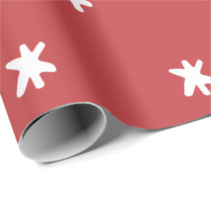 Donkerroze moderne rode en witte patroon cadeaupapier