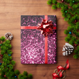Donkerroze namaak glanzende glitter vonken cadeaupapier
