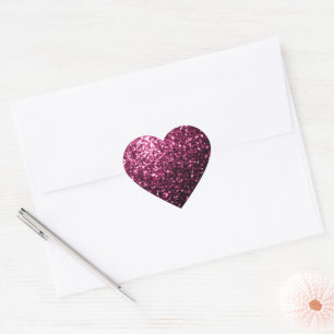 Donkerroze namaak glanzende glitter vonken hart sticker