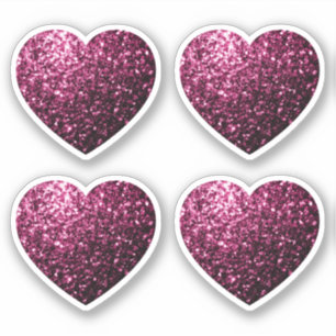 Donkerroze namaak glanzende glitter vonken Hartjes Sticker