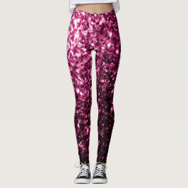 Donkerroze namaak glanzende glitter vonken leggings
