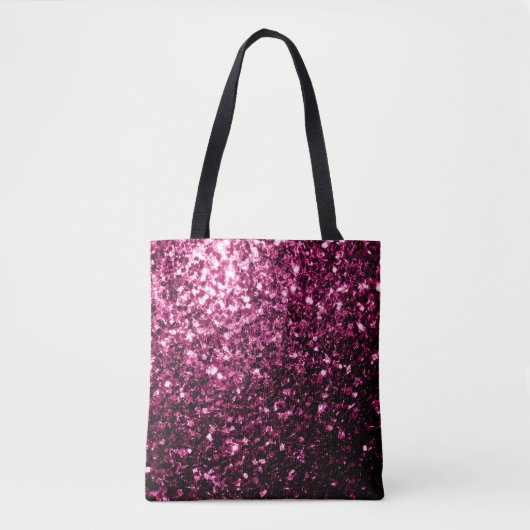 Donkerroze namaak glanzende glitter vonken tote bag (Voorkant)