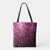 Donkerroze namaak glanzende glitter vonken tote bag (Achterkant)