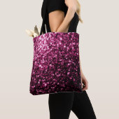 Donkerroze namaak glanzende glitter vonken tote bag (Dichtbij)