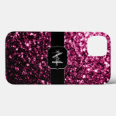 Donkerroze namaak glanzende glitters vonken Monogr Case-Mate iPhone Case (Achterkant (horizontaal))
