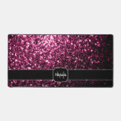 Donkerroze namaak glitters schittert Monogram Bureaumat (Voorkant)