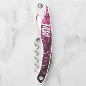 Donkerroze namaak glitterspikkels Monogram Kurkentrekker (Voorkant)