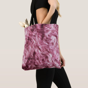 donkerroze namaakbont tote bag