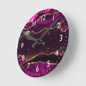 Donkerroze & Nepgoud Glitter Agate Ronde Klok (Hoek)