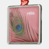 Donkerroze nog levende peacock metalen ornament (Links)